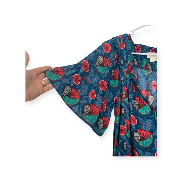 Maeve By Anthropologie Letitia Smocked Blouse Women SZ X-Small Floral Multicolor - Picture 3 of 13